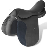 Vidaxl Real Leather Horse Riddle Saddle 17,5 18 cm (5-i-1 sæt, sort)