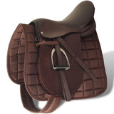 Vidaxl Real Leather Riding Seam 16 14 cm (5-i-1 sæt, brun)