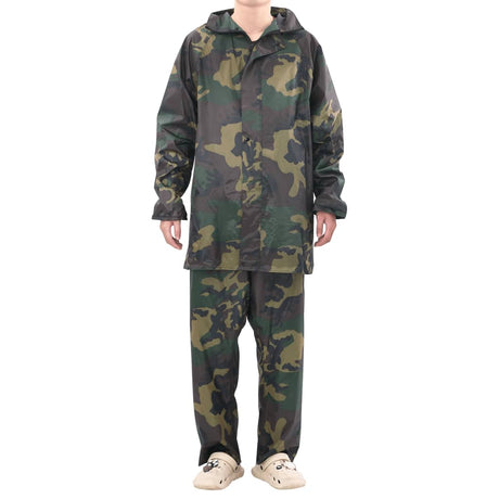 Vidaxl regenpak 2-delig met capuchon (heren camouflage maat l)