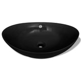 Vidaxl Washbasin med landing sort oval keramik 59 x 38,5 cm