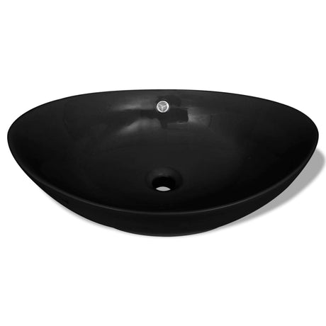 Vidaxl Washbasin med landing sort oval keramik 59 x 38,5 cm