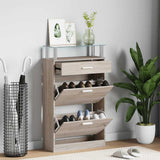 Vidaxl Shoe Cabinet med skuffe og glas top eg -look