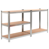 Vidaxl Storage Rack sølvfarvet 2 stk