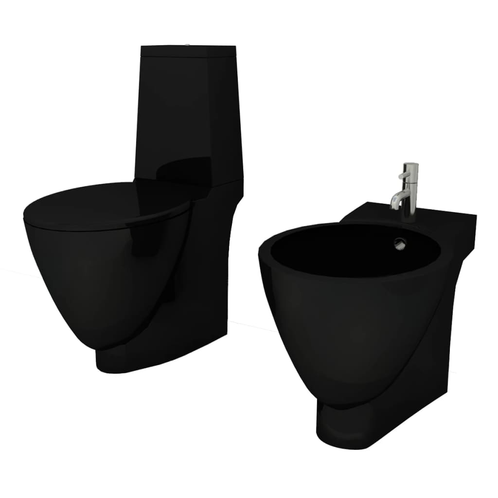 Vidaxl toiletter Bidet Set keramisk sort
