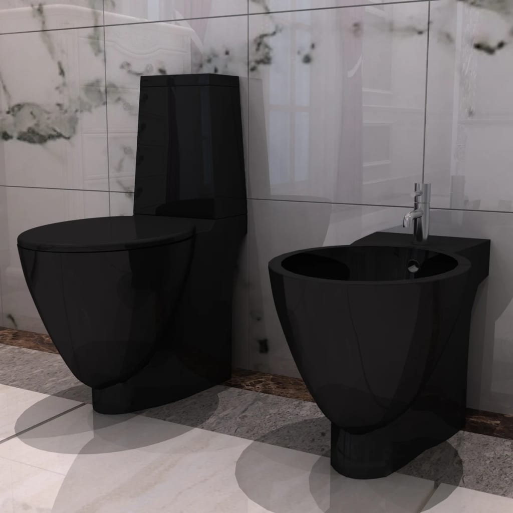 Vidaxl toiletter Bidet Set keramisk sort