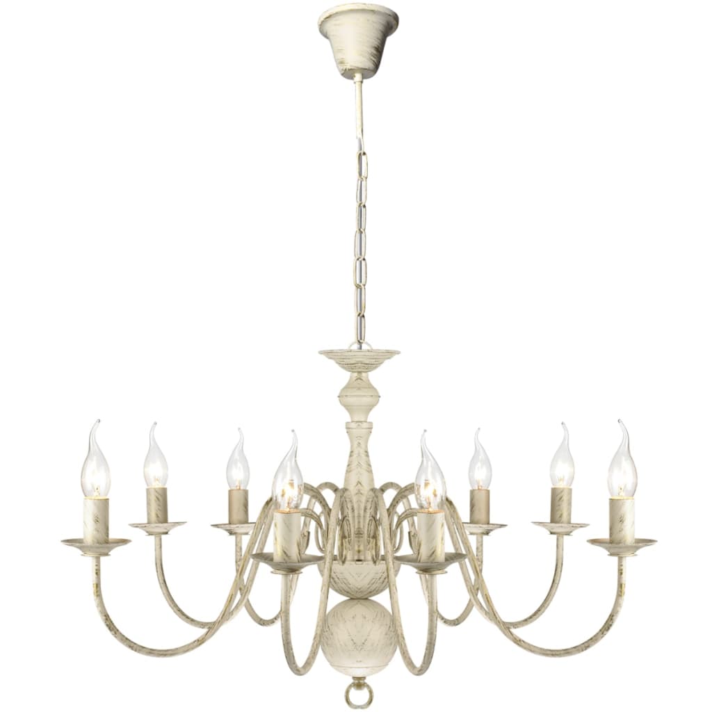 Vidaxl lysekrone hvidt metal 8 x E14 lamper