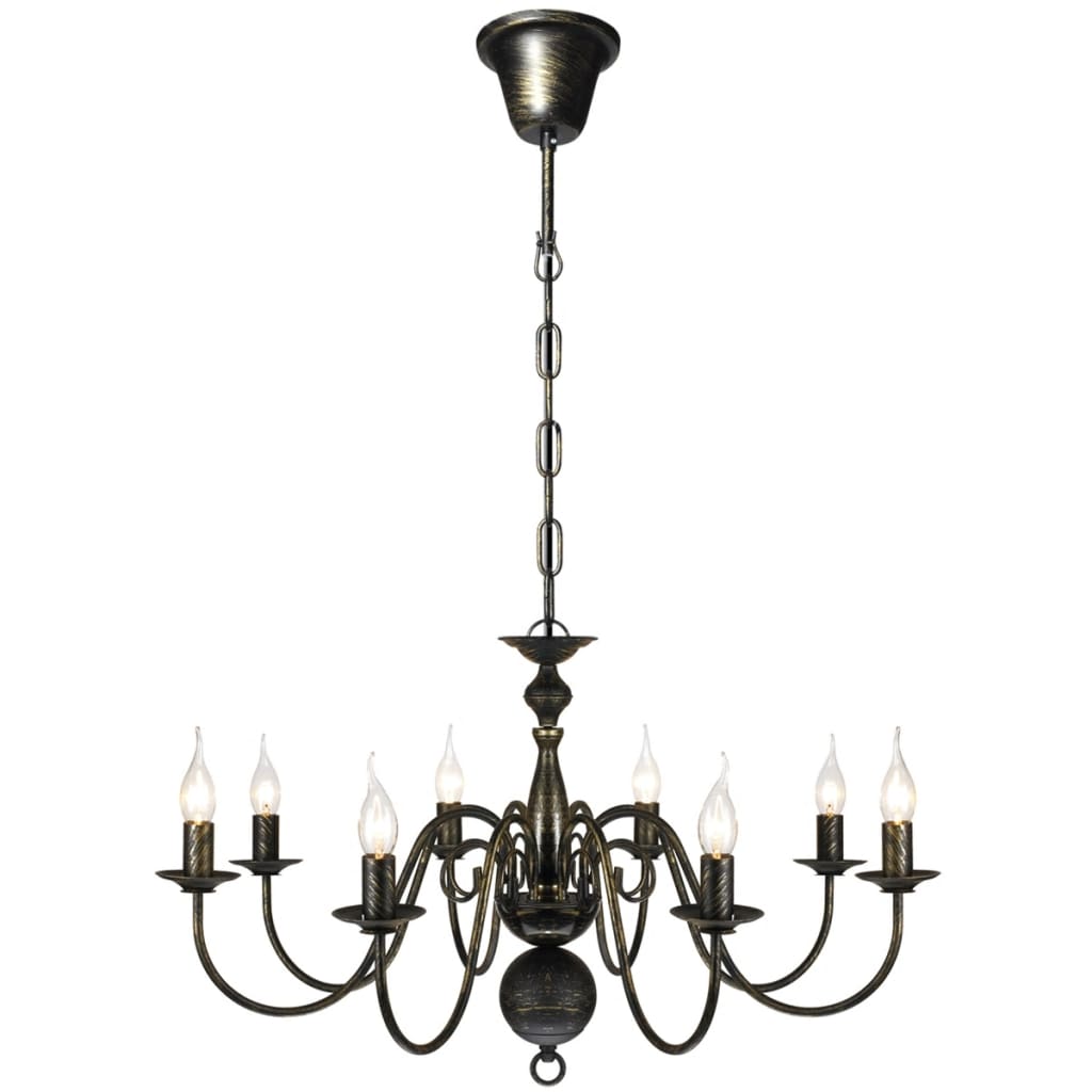 Vidaxl lysekrone black metal 8 x E14 lamper