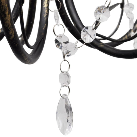 Vidaxl Lysekrone Art Nouveau Metal Crystal Perles 3 Lyspærer Sort