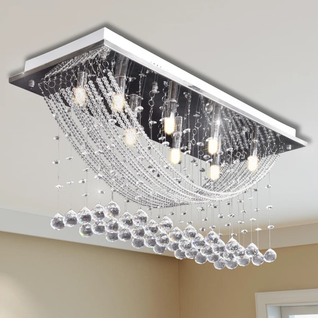 Vidaxl loftslampe med glitrende glas krystalperler 8xg9 29 cm