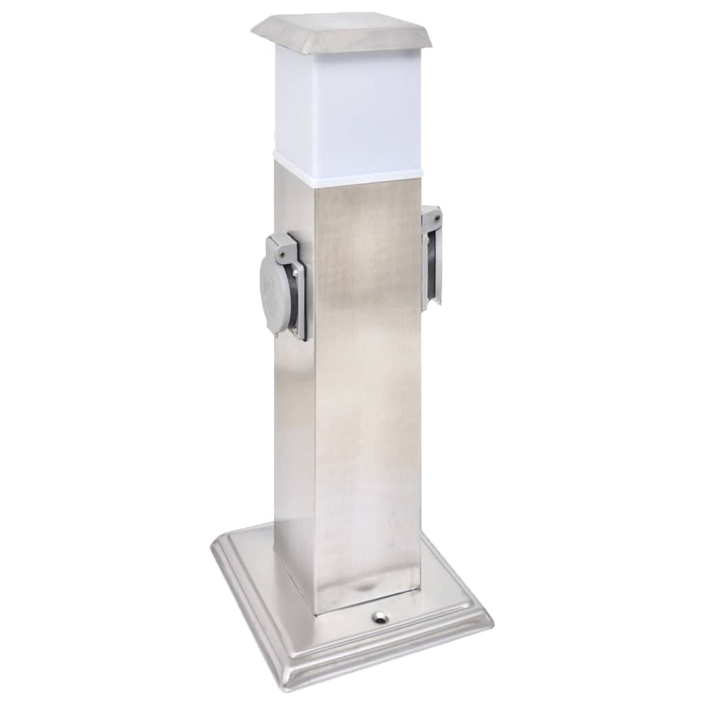 Vidaxl buitenstopcontact på søjle med lampe (rustfrit stål)