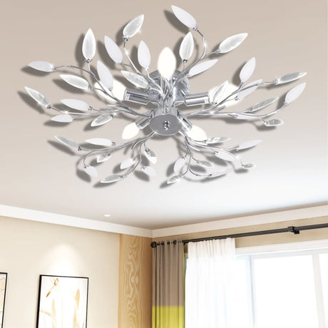 Vidaxl loftslampe med krystalblade af akryl 5xe14 hvid