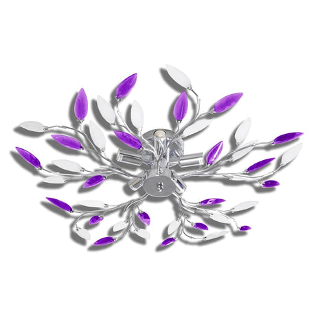 Vidaxl -lampe med krystalblade af akryl til 5x E14 lilla og hvid