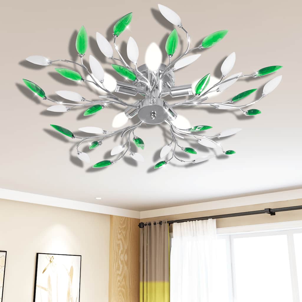Vidaxl Lampe med krystalblade af akryl til 5x E14 White Green
