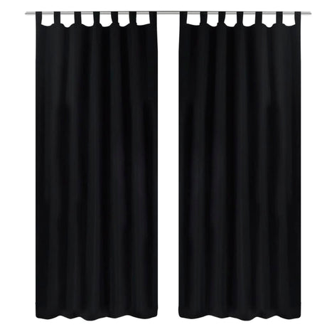 Vidaxl Mikro-satin gardiner med ringe 140 x 175 cm 2 stykker (sort)