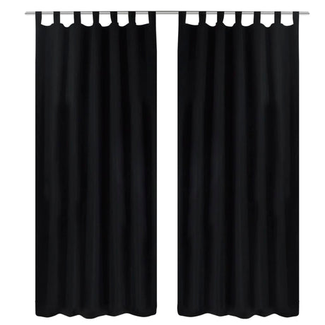 Vidaxl mikro-satin gardiner med ringe 140 x 225 cm 2 stykker (sort)