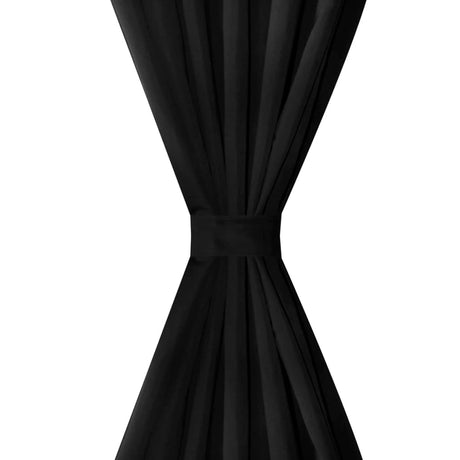 Vidaxl mikro-satin gardiner med ringe 140 x 225 cm 2 stykker (sort)