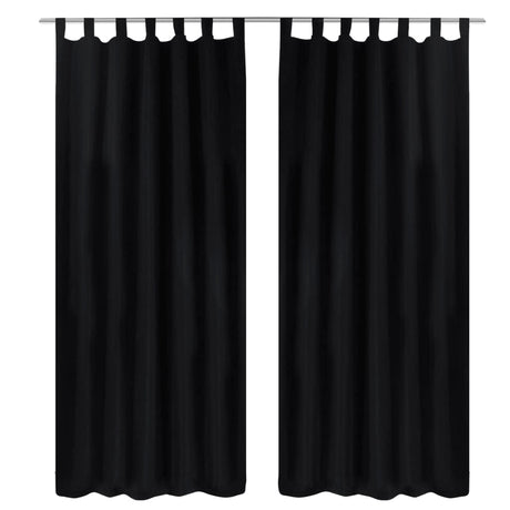 Vidaxl Micro-Satin Gardiner med ringe 140 x 245 cm 2 stykker (sort)
