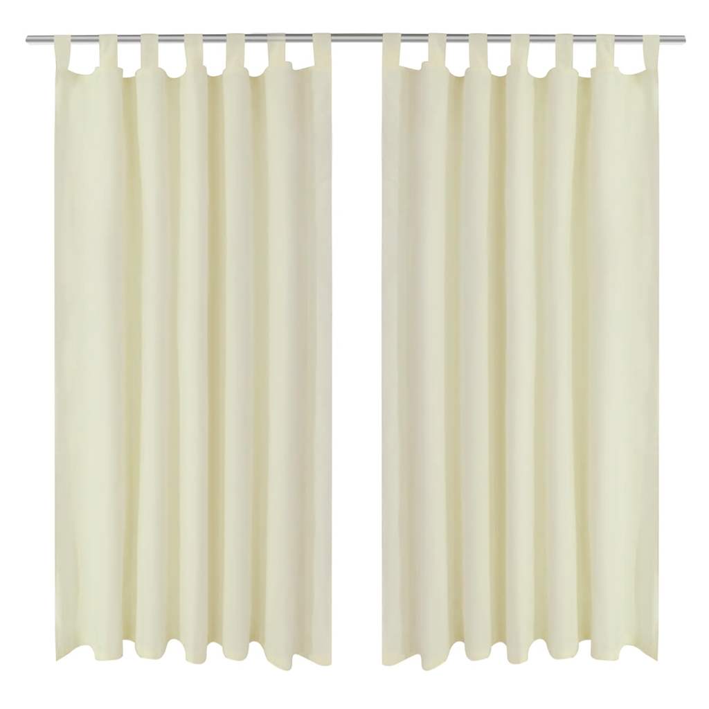 VidaXL micro satin gardiner med ringe 140 x 225 cm 2 stk (creme)