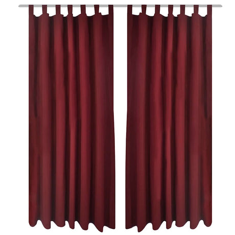 Vidaxl mikro-satin gardiner med ringe 140 x 175 cm 2 stykker (vinrød)