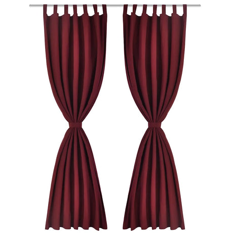 Vidaxl mikro-satin gardiner med ringe 140 x 175 cm 2 stykker (vinrød)