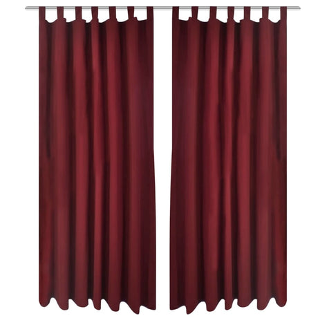 Vidaxl Micro-Satin Gardiner med ringe 140 x 225 cm 2 stykker (vinrød)