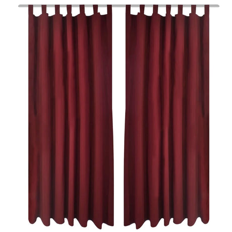 Vidaxl Micro-Satin Gardiner med ringe 140 x 245 cm 2 stykker (vinrød)