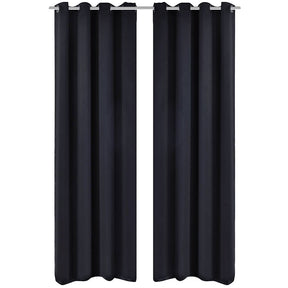 Vidaxl gardiner med metalringe 135 x 245 cm 2 stykker (sort)
