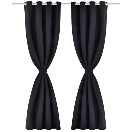 Vidaxl gardiner med metalringe 135 x 245 cm 2 stykker (sort)