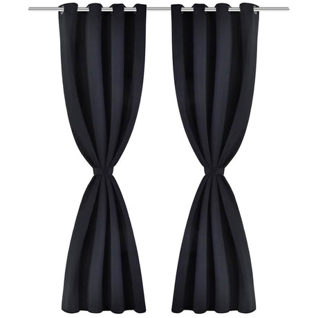 Vidaxl gardiner med metalringe 135 x 245 cm 2 stykker (sort)