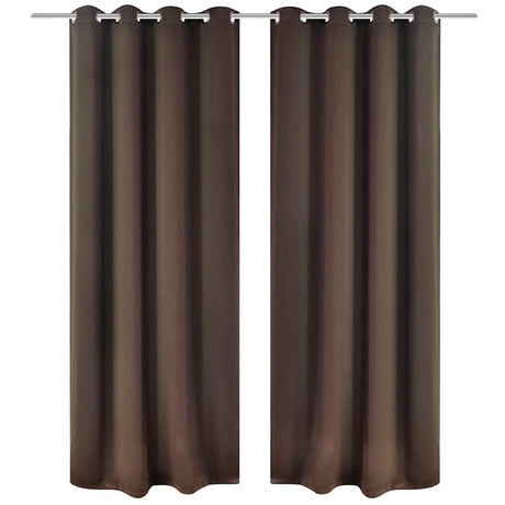 Vidaxl gardiner med metalringe 135 x 245 cm 2 stykker (brun)