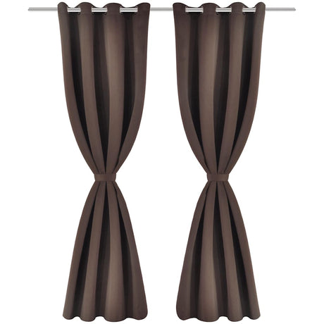Vidaxl gardiner med metalringe 135 x 245 cm 2 stykker (brun)