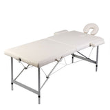 Vidaxl massagebord med 2 zoner foldning af aluminiumsramme creme hvid