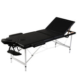 Vidaxl sammenfoldelig massage Tabel 3 Zoner med aluminiumsramme (sort)