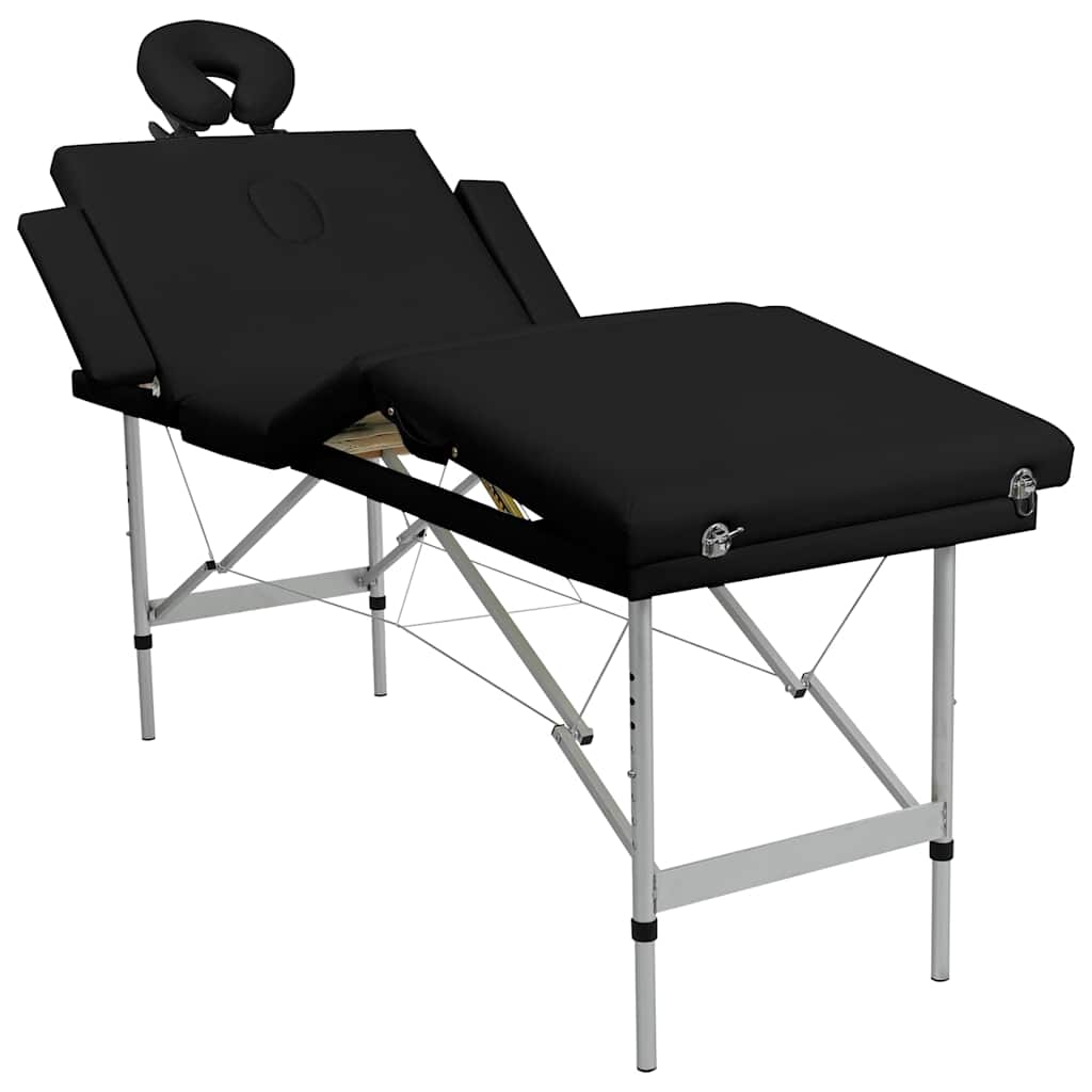Vidaxl massagebord med 4 zoner foldning af aluminiumsramme sort