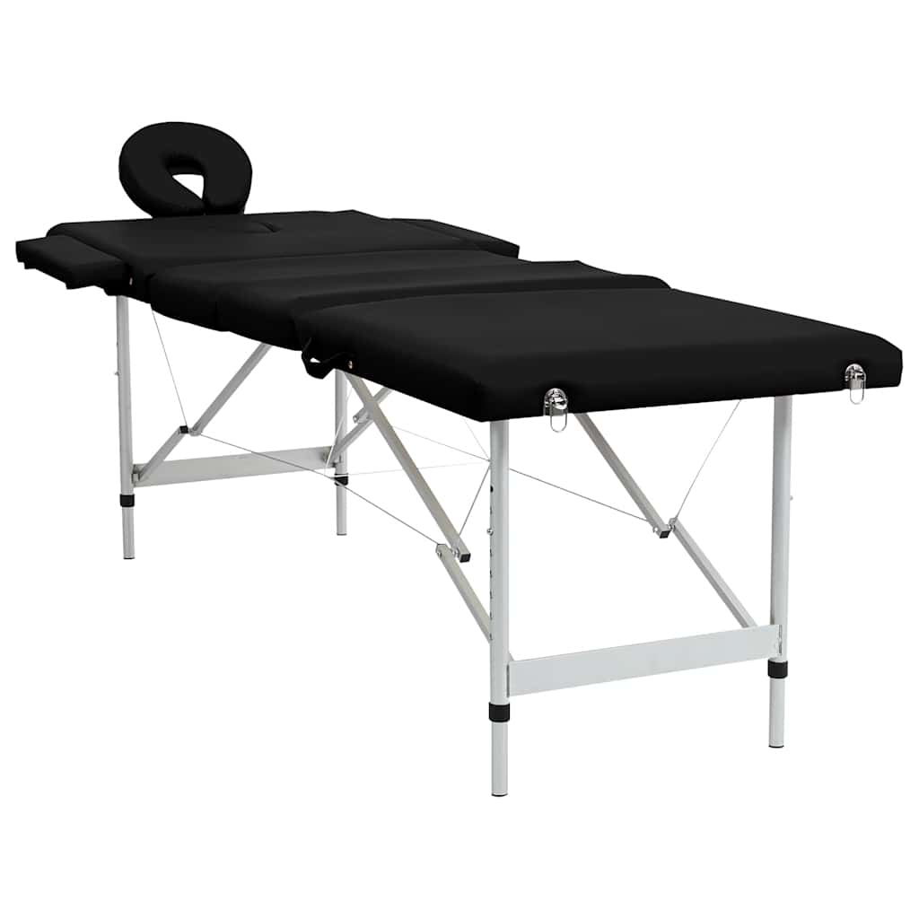 Vidaxl massagebord med 4 zoner foldning af aluminiumsramme sort