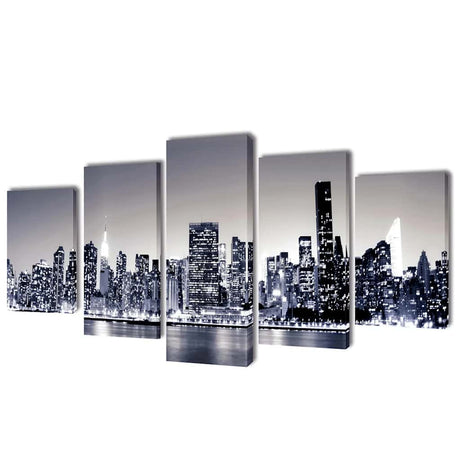 Vidaxl Canvas Wall Pressure Set Monochrome New York Skyline 100 x 50 cm