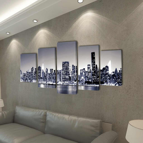 Vidaxl Canvas Wall Pressure Set Monochrome New York Skyline 100 x 50 cm