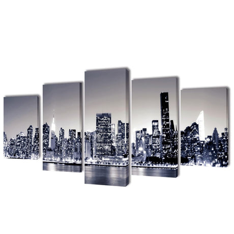Vidaxl Canvas Wall Pressure Set Monochrome New York Skyline 200 x 100 cm