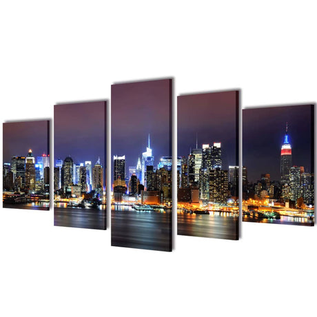 Vidaxl Canvas Wall Print Set Farverig New York Skyline 200 x 100 cm