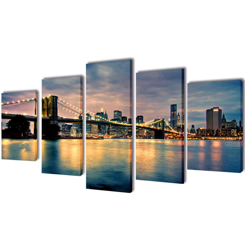 Vidaxl lærred vægtryk sæt Brooklyn Bridge River View 200 x 100 cm