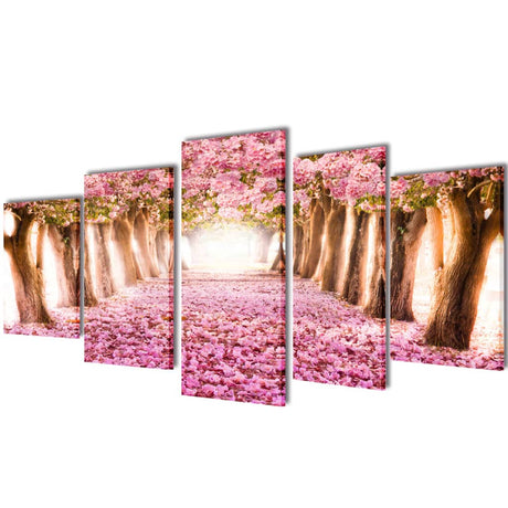 Vidaxl Canvas Wall Print Print Set Cherry Blossom 200 x 100 cm