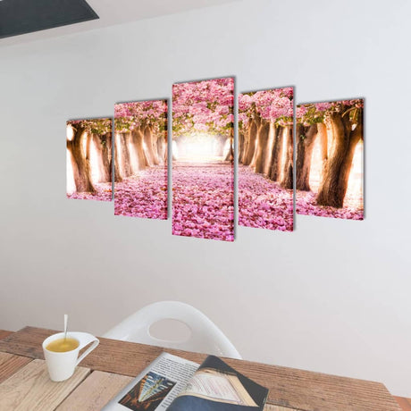 Vidaxl Canvas Wall Print Print Set Cherry Blossom 200 x 100 cm