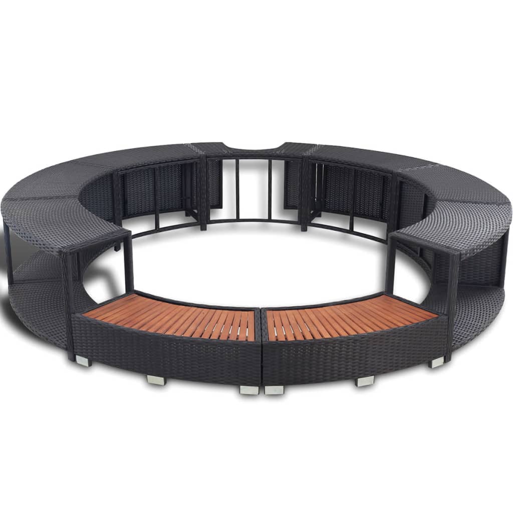 Vidaxl hottub-ombouw poly rattan sort
