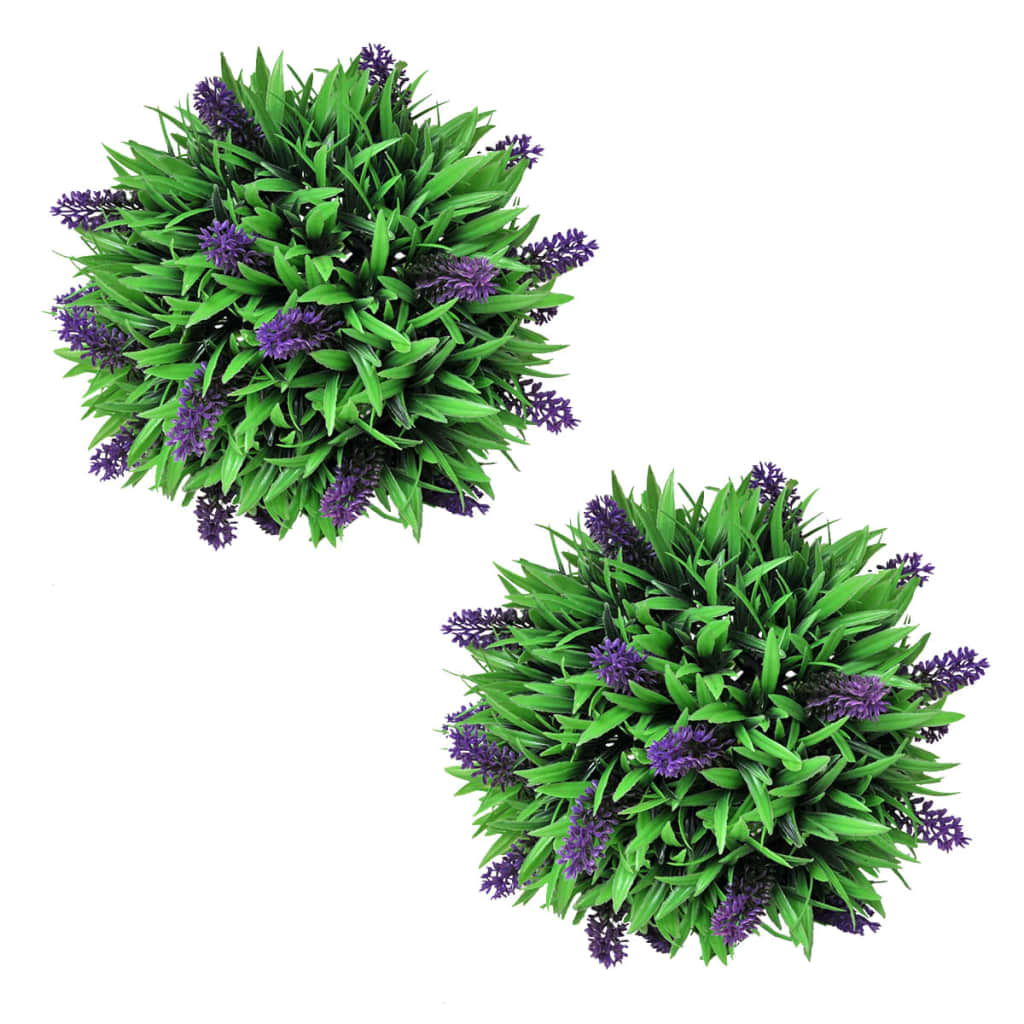 Vidaxl 2-delt kunstig Bxussen Set sfærisk med lavendel 28 cm
