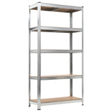 Vidaxl Storage Rack 5-lag 10 st stål og forarbejdet træ sølvfarvet