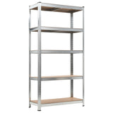 Vidaxl Storage Rack 5-lags 2 st stål og forarbejdet træ sølvfarvet