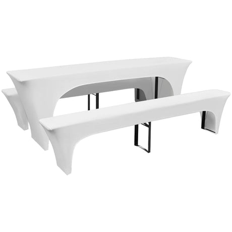 Vidaxl -dækning til ølbord og bænke 225x50x80 cm Stretch White 3 Sts