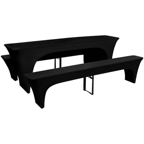 Vidaxl -dækning til ølbord og bænke 225x50x80 cm Stretch Black 3 STS