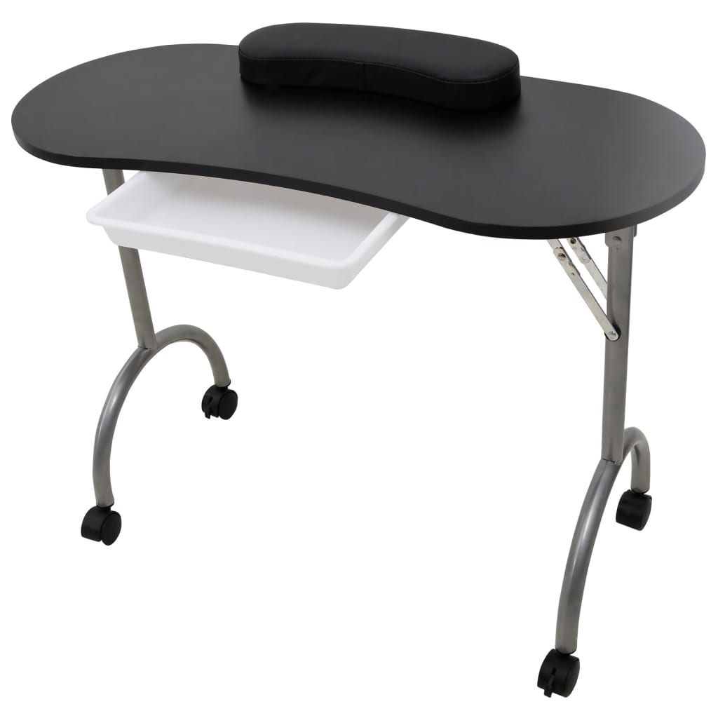 Vidaxl Manicuret Table Foldbar med hjul sort