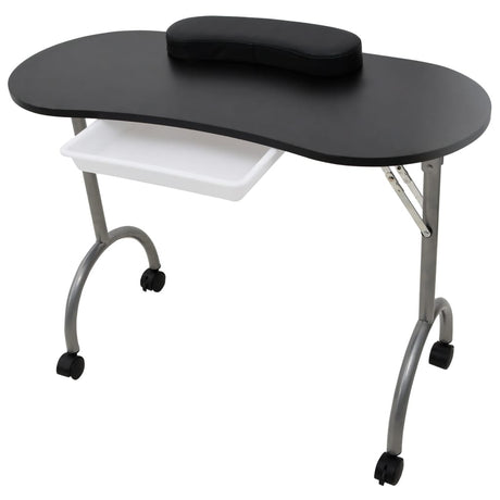 Vidaxl Manicuret Table Foldbar med hjul sort